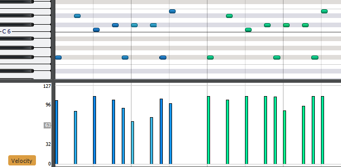 MIDI data prior to being velocity-limited