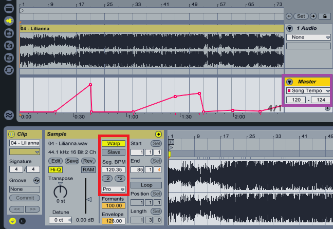 Varying a tempo track in Ableton Live is like working with any kind of automation.