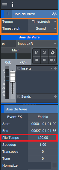 Prep the file in Studio One's Inspector, then create tempo changes in the tempo track.