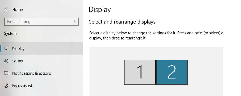 Windows 10 screen for dual monitor setup