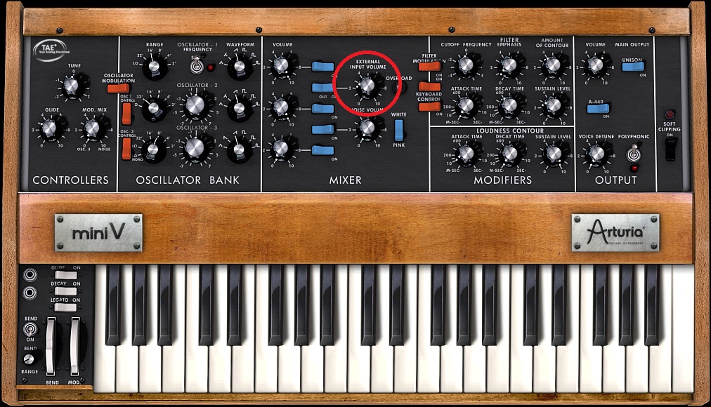 Arturia's virtual instruments often feature an external input for processing audio signals with the synthesizer's modules.