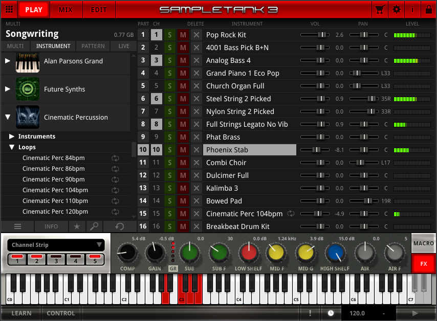 This SampleTank preset has a collection of instruments designed for songwriting.  