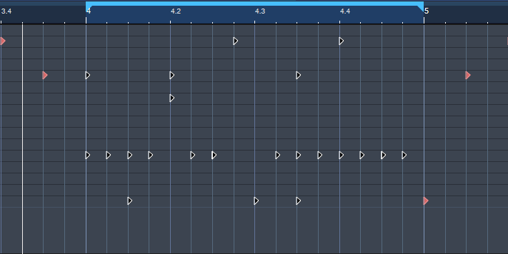 Some of the notes from the 16th-note pattern have been "shuffled" elsewhere.