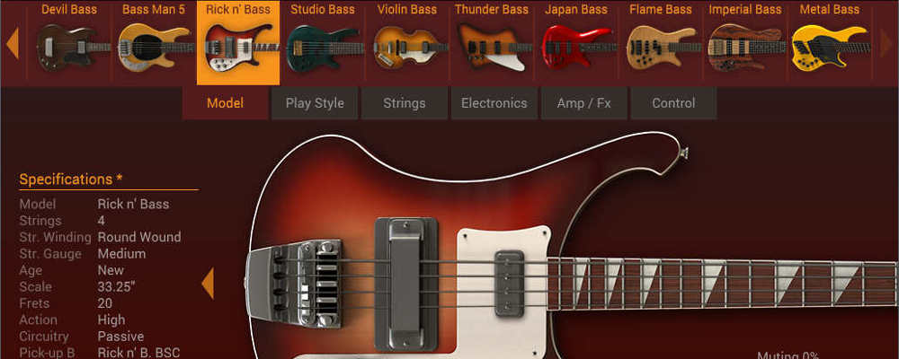 Overview of the MODO Bass virtual instrument.