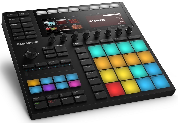 Native Instruments' Maschine has a 4 x 4 matrix of buttons for triggering sounds, but works tightly with software for additional playback and looping features.