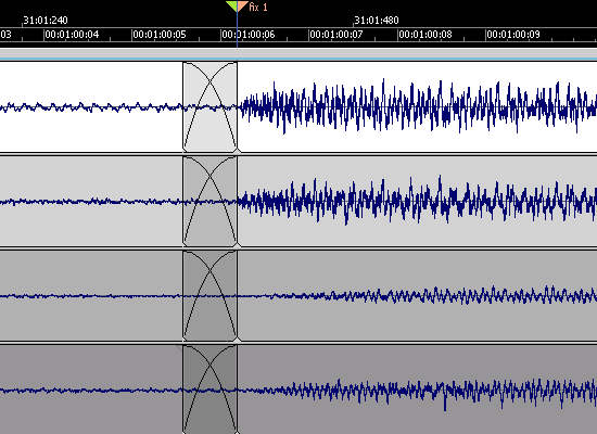 Crossfading the end of one section with the beginning of the new section allows for a seamless transition between the two.