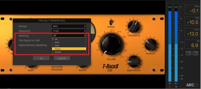 T-RackS One, from IK Multimedia, is a plug-in that includes dithering capabilities.