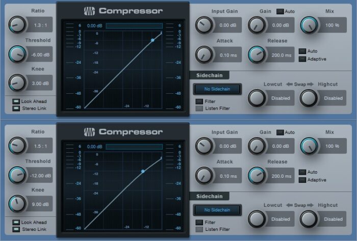 Two compressors in series, set for very gentle compression effects, can serve as a "glue" compressor for buses.