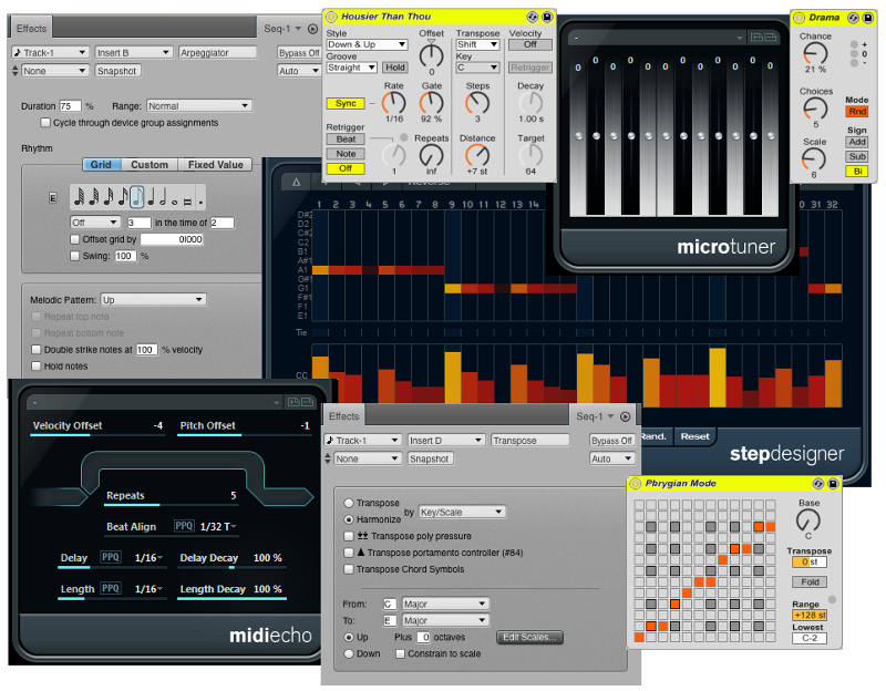 A collage of several MIDI plug-ins.