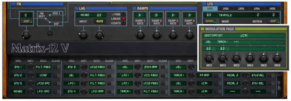 Screen shot of the Matrix-12's modulation sections.