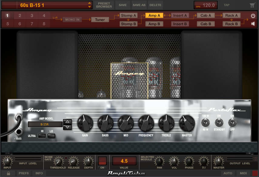 Screen shot of B15 module from IK Multimedia's SVX bass amp plug-in.