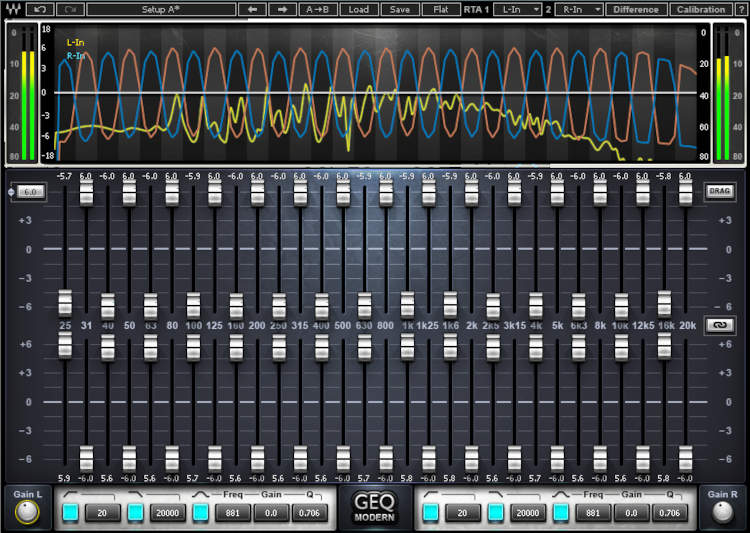 Screenshot of Waves graphic EQ plug-in
