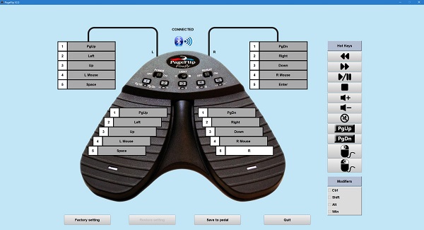 Screen shot of app that shows the pageflip with the various parameters you can custom-program.